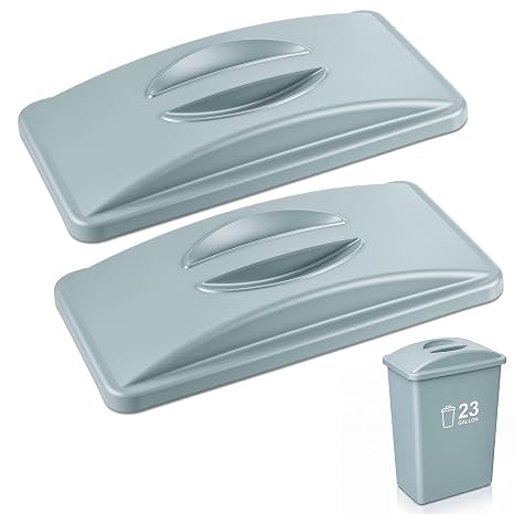 Maxdot 2 Pcs Recycle Bin Lids with Handle, Dark Gray