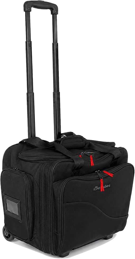 Ay CabronTM Professional-Grade Pilot Flight Deck Trolley Bag MADE BY PILOTS FOR PILOTS Lightweight & Water-Resistant | Airbus & Boeing Compatible. (With Trolley, Large)