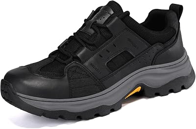 Mens Hiking Shoes Leather Low-Top Sneaker Outdoor Casual Work Shoes for Men