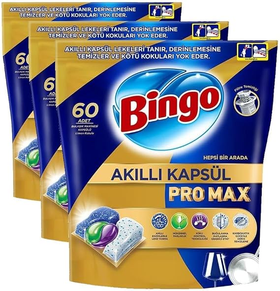 Bingo Smart Capsule Pro Max Dishwasher Detergent Tablet 60s 3 packs