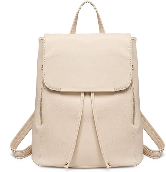 Miss Lulu Women's Backpack, PU Leather Drawstring Rucksack for Work School