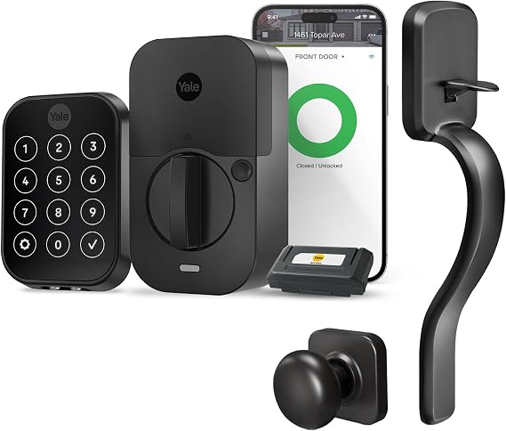 Yale Assure Lock 2 Key-Free Touchscreen with Wi-Fi and Ridgefield Handle in Black Suede