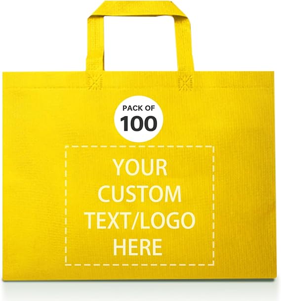 JEOHLORY 100 Reusable Shopping Bags custom bags with logo-Ideal for Company Promotions, commercial advertising,grocery bags