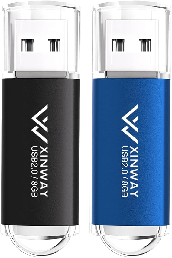 Memory Stick 8GB USB Flash Drive Thumb Drives Data Storage USB Stick, (2 Pack 8GB - Black Blue)