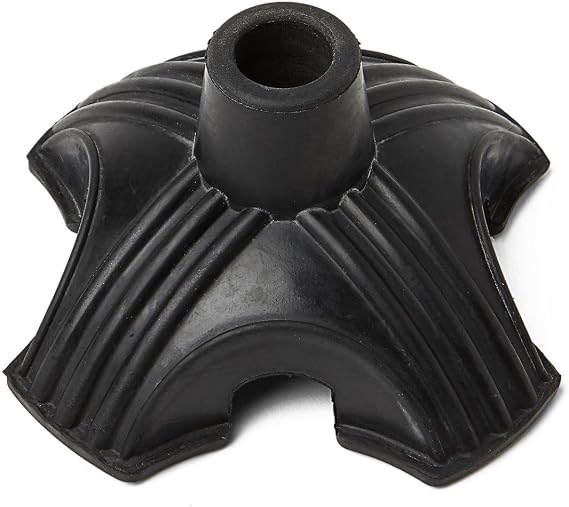 BodyHealt Cane Tip - Rubber Base Quad Cane Tips for Canes & Crutches Accessories - Universal Walking Cane Tips Self Standing Quadruple Tripod Stand for Cane Foot Pad. Stabilizing Walking Stick Tips