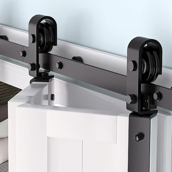 36" Bifold Sliding Barn Door Hardware Track Kit, Fit Two 16" Bi-Fold Closet Doors, Slide Mounted Roller Heavy Duty Bifold Barn Door Hardware Kit, Smoothly and Quietly, Easy Install (Door Not Included)
