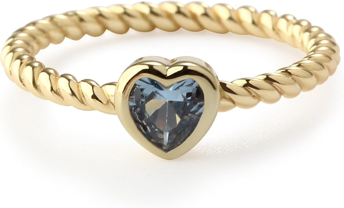 Precious Pieces Heart Birthstone Ring, 14K Gold-Plated