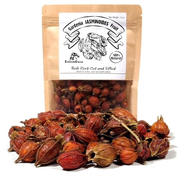 EidolonGreen [China Medicinal Herb] Gardenia Fruit Tea (/Zhiziguoshi/ ) Dried Bulk Herbs 3 Oz (88g)