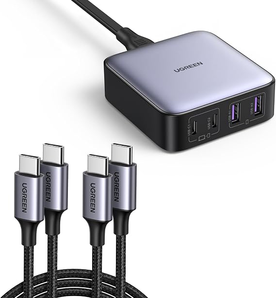 UGREEN Nexode 65W USB C Charger Desktop Bundle with 60W 2 Pack USB C Cable