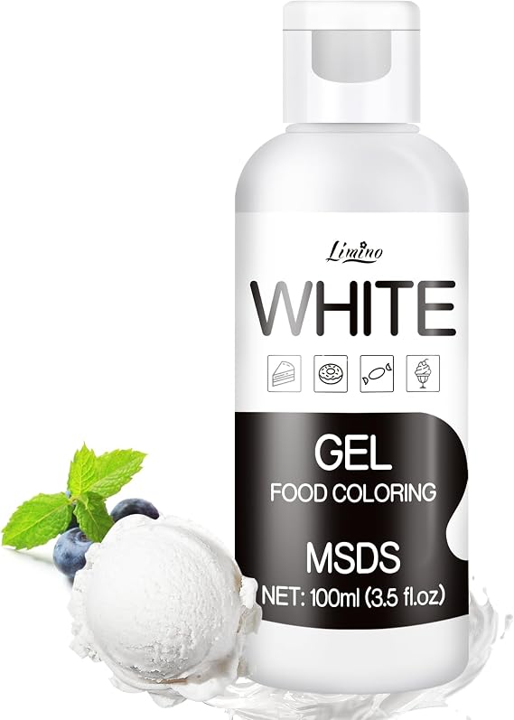Gel Food Colouring - 4.5oz Vivid Food Colouring Gel for Baking, Cake Decorating, Cookie, Fondant, Macaron - Tasteless Concentrated Edible Food Colour Dye for Icing, Drinks, DIY Crafts (White)