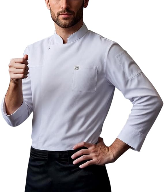 Men's Personalised Chef's Jacket Summer Breathable Chef Shirt Lightweight Short Sleeve Chef Coat Embroidered Restaurant Work Uniform for Men Open Front Ventilation Chef Uniform