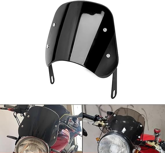 Motorcycle Windshield Universal Black Wind Deflector Windscreen Fairing for Harley Honda Yamaha Kawasaki Suzuki Cafe Racer