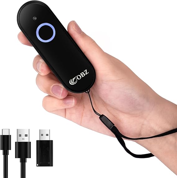 Mini 2D Bluetooth Barcode Scanner 2.4G Wireless Barcode Scanner, 3-in-1 Portable 1D 2D QR Code Scanner Work with iOS Android iPhone iPad Tablet Windows PC POS for Store Warehouse Inventory Library