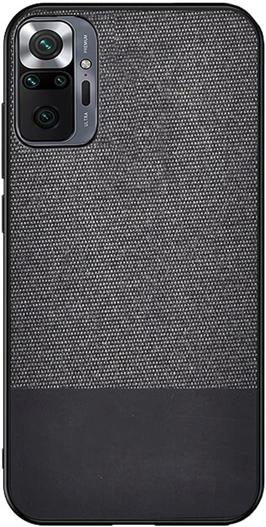 Microcase Xiaomi Redmi Note 10 Pro Max Fabrik Serisi Kumaş ve Deri Desen Kılıf - Siyah