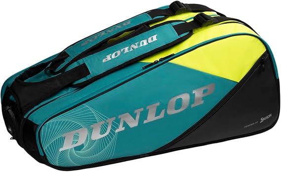 Dunlop Sports SX Performance Tennis Bag, Black/Yellow/Teal - 12-Racket