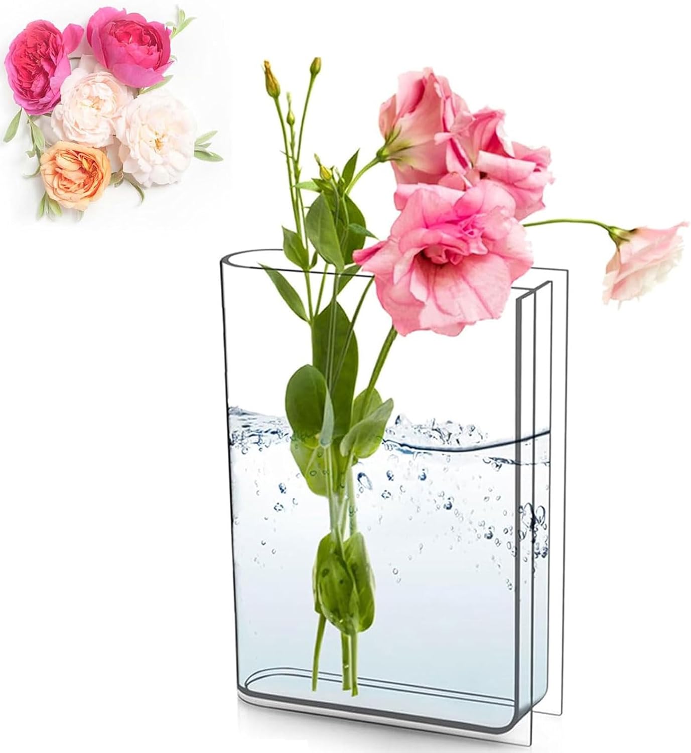 Book Vase For Flowers, Creative Clear Book Vase, New Clear Book Vase For Flowers, Acrylic Book Shaped Vase, Plastic Vases For Flowers for Floral Arrangement and Aesthetic Home Bookshelf Room Decor