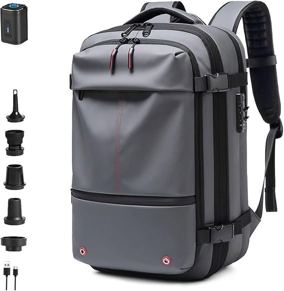 Vacuum Backpack – Water-Repellent Expandable 60L With Vacuum Compression, Anti-Theft Airbag Vacuum Backpack For Travel (BLACK)