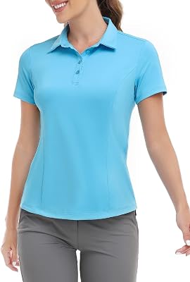 Hiverlay Women Golf Shirts Polo Shirts for Women UPF 50 Lightweight Quick-Dry Collared Tennis Daily Shirts Work Tops