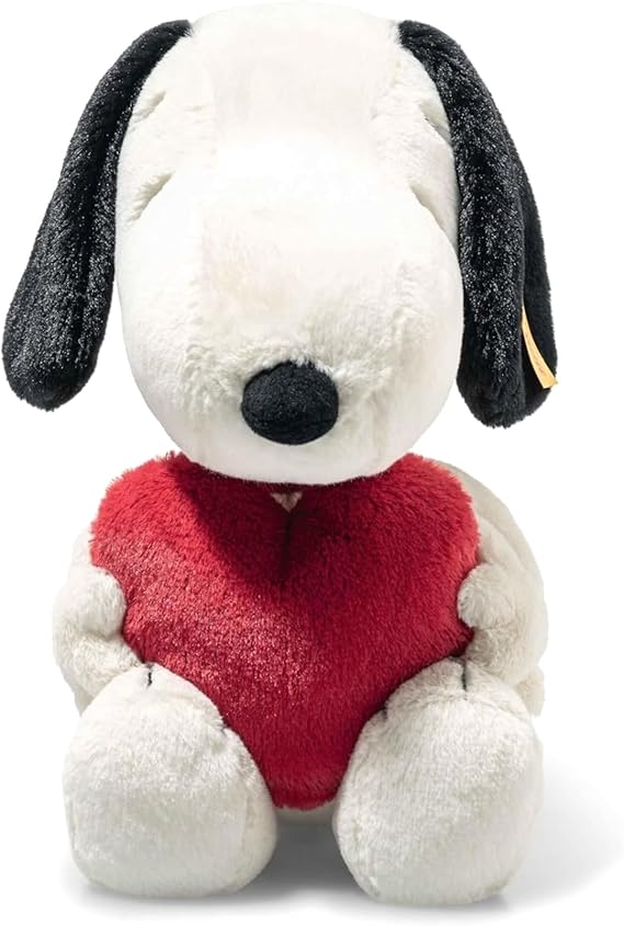 Steiff Snoopy Officially Licensed Love - Soft Plush Dog Toy Stuffed Animal Holding Red Heart Premium Peanuts Collectible, Snoopy, 12