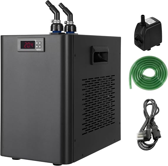100L/160L/300L Aquarium Chiller, Water Cooler, with Hoses and Water Pumps, Compressor Refrigeration, 5-40℃/41-104℉, for Fish Tank and Ice Bath Aquatic Plant 100L(26gal)