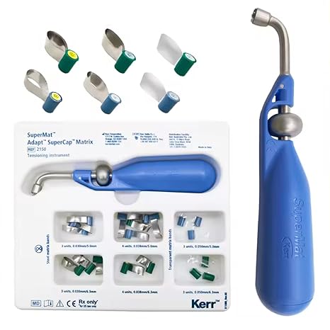 Dental Sectional Matrix System, Adjustable Dental Double-Side Contoured Anatomically Shaped Matrix Bands for SuperCap Matrix System (2, Superlock Tensioning Instrument Set)