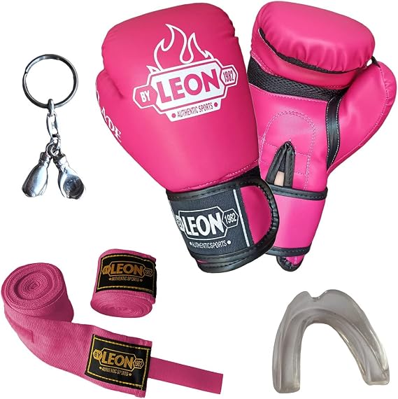 Leon Blade Training Boks Eldiveni, Bandaj Dişlik Anahtarlık Seti Pembe