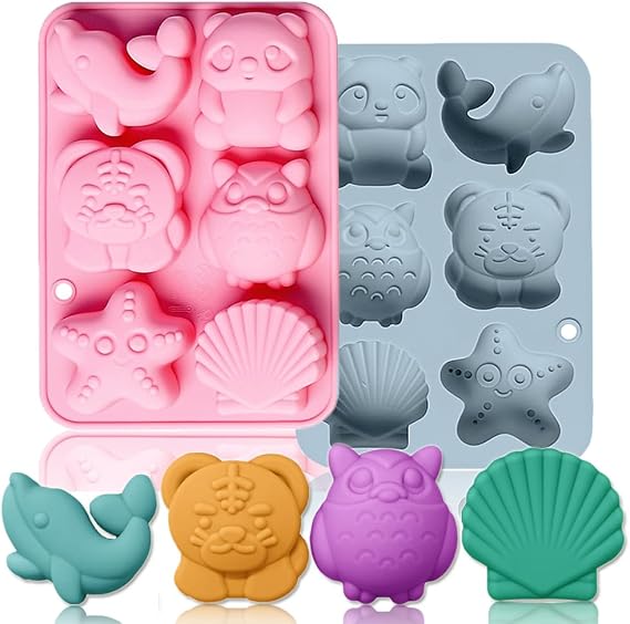 2 Pack Chocolate Molds 6 Cavity Owl Tiger Dolphin Silicone Candy Molds | 6 Cavity, Silicone, Candy Molds