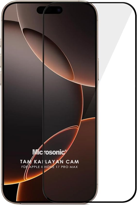 Microsonic Apple iPhone 17 Pro Max Full Covering Tempered Glass Screen Protector Black [Screen Protector Compatible with iPhone 17 Pro Max - Black]