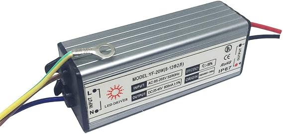 BSOD LED Transformer 20W LED Driver Input AC85-265V Output 600mA Waterproof IP67 LED Power Supply for LED Lights Outdoor Lighting (20W)