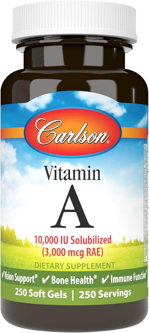 Carlson Vitamin A Solubilized, 10000 IU (3000 mcg RAE), 250 Softgels