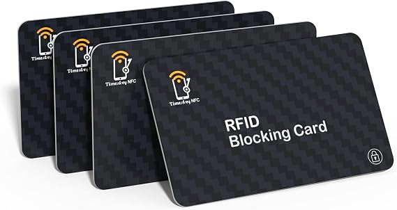 Rfidブロックカード - プレミアム非接触nfcデビットクレジットカードパスポートプロテクターブロッカー4枚。スマートスリムなデザインは財布/財布にぴったり収まり、クレジットカードホルダー個人情報盗難防止に。