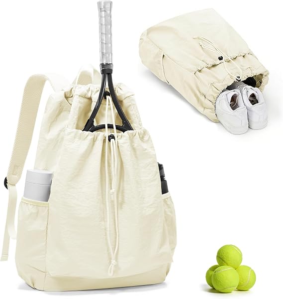 coofay Tennis Bags for Women Men, Tennis Drawstring Pickleball Backpack