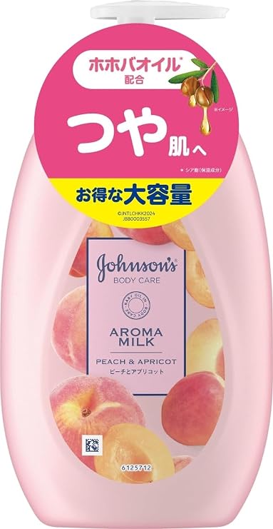 Johnson Body Care, Lasting Aroma Milk, 16.9 fl oz 500 ml, Peach and Apricot Scent, Large Capacity, Body Cream, Body Milk, Lotion Pump, Moisturizing