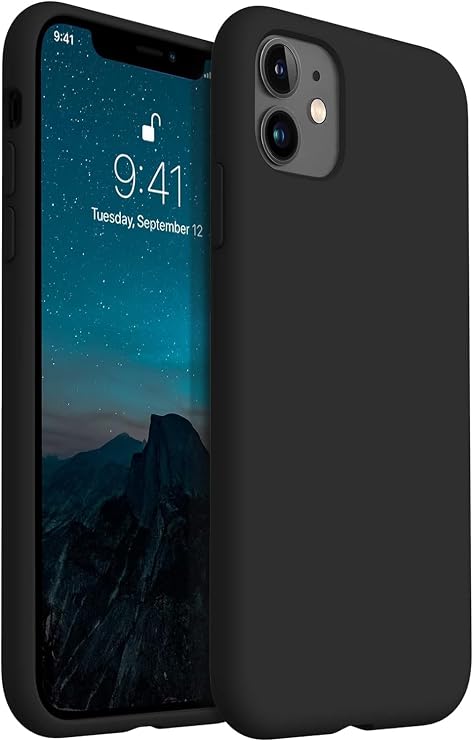 MADNOVA iPhone 11 İle Uyumlu Lansman Kılıf İnce Sıvı Silikon 3 Katmanlı Tam Kaplamalı Yumuşak Jel Kauçuk Telefon Kılıfı (siyah)