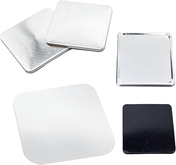 ChiButtons 50x50mm Square Metric Rubber Magnet Fridge Button 100 Sets with Magnet, Upper Shell, Mylar Film & Metal Cover (Official ChiButtons Supplies)