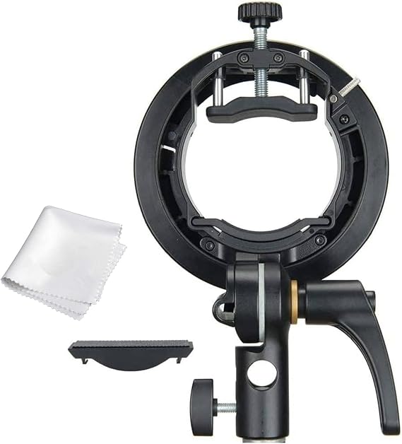 Godox S2 Speedlite S-Type Bracket Bowens Mount, for Godox V100 AD200Pro II V1Pro AD200Pro AD400Pro AD200 V860II TT685 TT600 TT350, Precise Tilt Control, Large Handle, Integrated Umbrella Mount