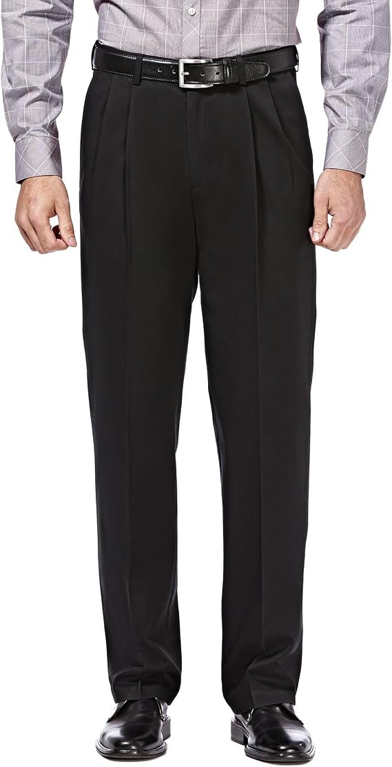 Haggar Men's Premium No Iron Khaki Classic Fit Pleat Front Pant (Regular and Big & Tall Sizes) Casual Pants
