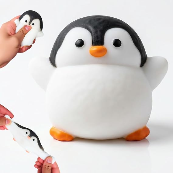 1Pcs Taba Squishy Penguin, Penguin Stress Ball, Fufu Squishies Toys Handmade Squeeze Toys Soft Silicone Fidget Toy for Stress Relief Sensory Stress Ball Funny Fidget Toy Novelty Things for Kids Adults