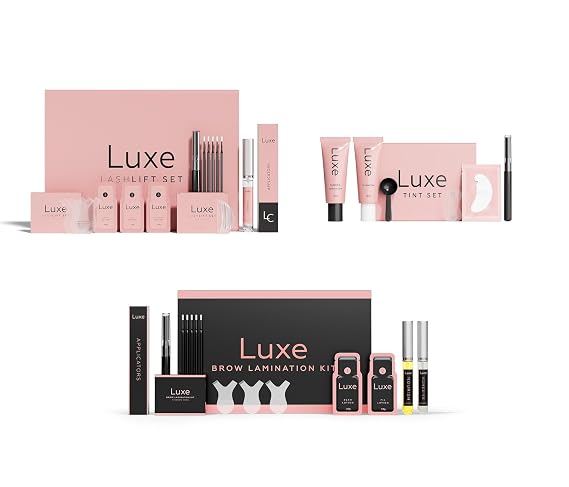 Luxe Cosmetics - Complete Kit Lashlift + Brow Lamination + Color Set for Eyelashes and Eyebrows. Professional Results at Home. Easy DIY -3 applications