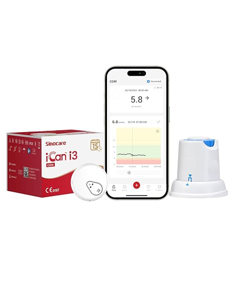 Sinocare iCan i3 Continuous Glucose Monitor,15 Day Wear-life CGM-1 PCS