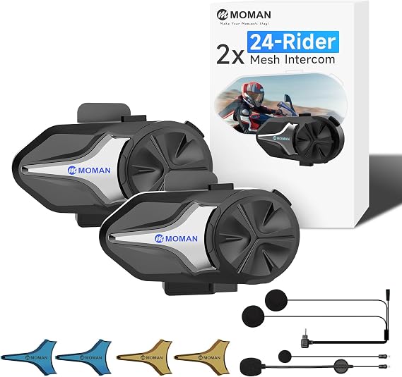 Moman Motorcycle Intercom, Group Intercom Communication Systems(CPX 2 Pack)