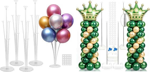 JOYYPOP Bundle of 4 Sets Balloon Stand Kit For Table and 1.3ft to 6.6ft 4 Pack Balloon Column Stand Kit