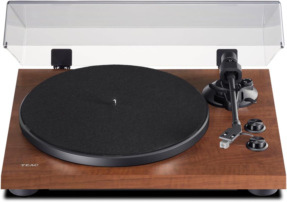 Teac TN-280BT-A3 Turntable with Bluetooth output aluminium platter, belt drive, MM phono preamp, high-density MDF cabinet Walnut Brown
