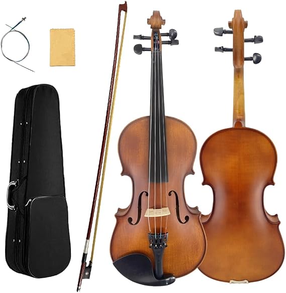 15 inch Viola with Spruce Top, Maple Back, Ebony Fittings,Bow,Case Acoustic Viola 4 String for Students & Adults Soild Wood