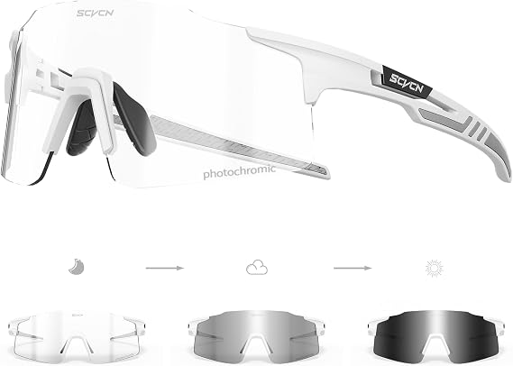 SCVCN Photochromic Cycling Glasses Sports Sunglasses Men Women Clear Bicycle MTB UV400 Protection TR90 Frame Bike