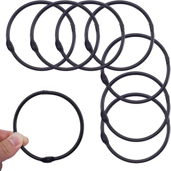 HAHIYO Black Metal Binder Rings 3.3 Inch, 8 Pack, Holds Up to 750 A4 Pages, Ideal for Loose Leaf Books, Index Cards, Keychains, Scrapbooks, Diaries, DIY Projects