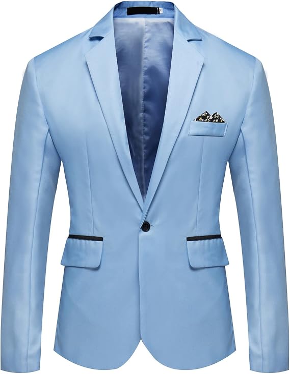 Men's One Button Lightweight Blazer Casual Slim Fit Business Daily Jacket Classic Solid Skinny Party Sports Coat