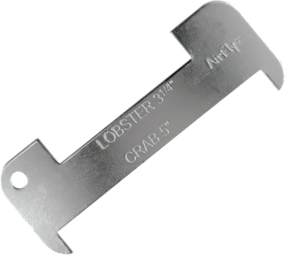 AirFly Aluminum Lobster and Blue Crab Gauge for California, Maine, MA, NH, RI, CT, MP, AL, FL, GA, MD, VA, NC, SC, LA, TX, Canada, 5", 3 1/4". Designed in San Francisco, USA