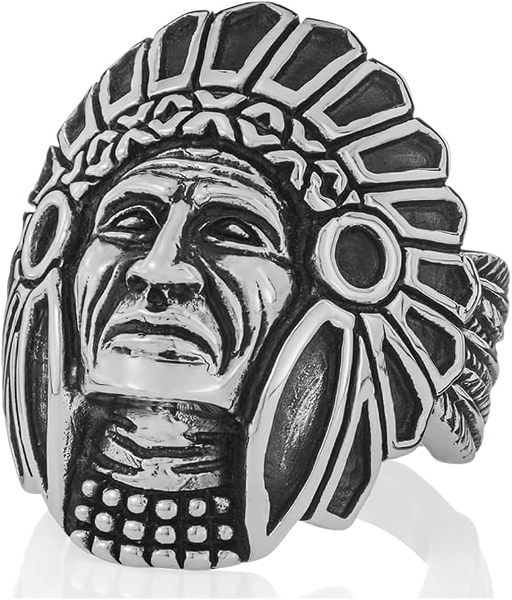 APACHE RING - Solid 925 Sterling Silver Native American Indian Chief Warrior Sizes 7 to 15