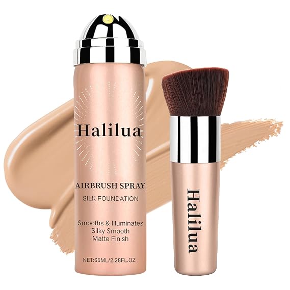 Airbrush Foundation Makeup, Silk Airbrush Flawless Sunscreen Setting Spray for Older Women, Foundation for Smooth Radiant Skin, Moisturizing Breathable Spray Makeup with Anti-aging (02#Beige)